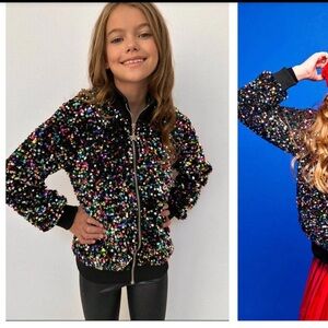 Lola + The Boys SHIMMERING STARDUST SEQUIN BOMBER Size 10